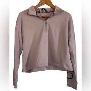 Calvin Klein Dusty Mauve Half-Zip Pullover cropped